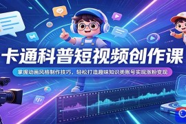 卡通科普短视频创作课：掌握动画风格制作技巧，轻松打造趣味知识类账号实现涨粉变现