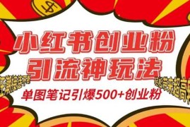 小红书创业粉引流神玩法，单图笔记引爆500 精准创业粉丝，私信狂潮接连不断