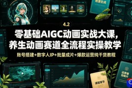 零基础AIGC动画实战大课，养生动画赛道全流程实操教学，账号搭建 数字人IP 批量成片 爆款运营纯干货教程