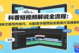 科普短视频解说全流程：趣味文案写作技巧，AI配音字幕预设全套成片实操教程