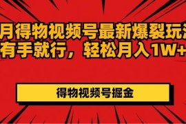 （11816期）7月得物视频号最新爆裂玩法有手就行，轻松月入1W 