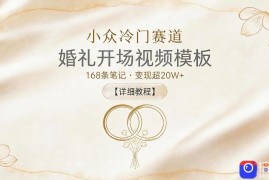 小众冷门赛道，婚礼开场视频模板，168条笔记，变现超20W 【详细教程】