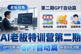 AI老板特训营第二期GPT自动篇：GPT应用 赚钱案例 自动化流程，老板AI降本增效课