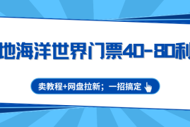 极地海洋世界门票40-80利润，卖教程 网盘拉新；一招搞定