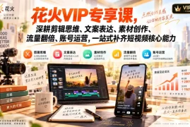 花火VIP专享课，深耕剪辑思维、文案表达、素材创作、流量翻倍、账号运营，一站式补齐短视频核心能力