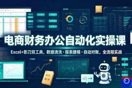 电商财务办公自动化实操课，Excel 影刀双工具，数据清洗・报表建模・自动对账，全流程实战