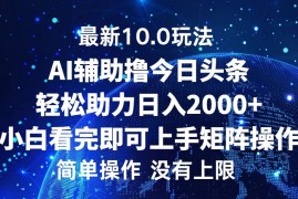 （12964期）今日头条最新10.0玩法，轻松矩阵日入2000 