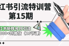 小红书引流特训营第15期，小红书矩阵号月引流80000 到微信（10节课）