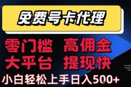 免费号卡推广代理，零门槛，高佣金，大平台，提现快，小白轻松上手，日入5张 【揭秘】