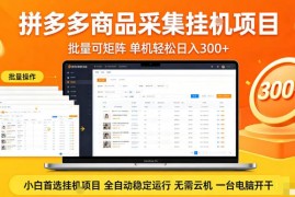 拼多多商品信息全自动采集项目，批量可矩阵，单机轻松日入300 ，无需云机一台电脑开干【揭秘】