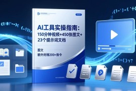 （17504期）AI工具实操指南：150分钟视频 450张图文 23个提示词文档，额外附赠200 指令