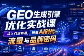 GEO生成引擎优化实战课，从入门到精通，破解AI时代的流量与品牌密码