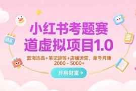 （15398期）小红书考题赛道虚拟项目1.0，蓝海选品 笔记矩阵 店铺运营，单号月赚5000 