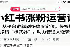 小红书涨粉运营课：从平台逻辑到多维度定位，传授挣钱 “核武器”，助力普通人逆袭