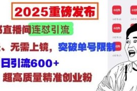 2025重磅发布：小红书直播间连怼引流，无需连麦、无需上镜，突破单号限制，暴力日引流600 