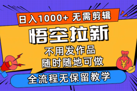 （11830期）悟空拉新日入1000 无需剪辑当天上手，一部手机随时随地可做，全流程无…