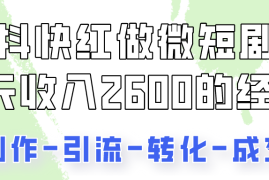 抖快做微短剧，8天收入2600 的实操经验，从前端设置到后期转化手把手教！