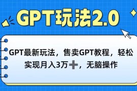GPT最新玩法，售卖GPT教程，轻松实现月入3万 ，无脑操作