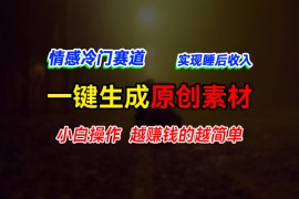 情感冷门蓝海赛道，轻松生成原创素材，小白快速上手获取收益，越赚钱的事越简单