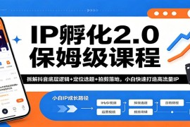 IP孵化2.0保姆级课程：拆解抖音底层逻辑 定位选题 拍剪落地，小白快速打造高流量IP