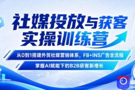 社媒投放与获客实操训练营，从0到1搭建外贸社媒营销体系，FB INS广告全流程，掌握AI赋能下的B2B获客新增长
