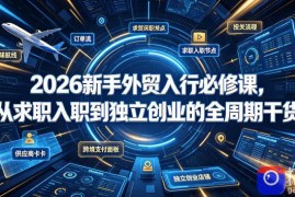 2026新手外贸入行必修课，从求职入职到独立创业的全周期干货
