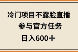 冷门项目不露脸直播，参与官方任务，日入600 【揭秘】