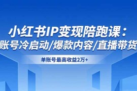 小红书IP变现陪跑课：账号冷启动/爆款内容/直播带货，单账号最高收益2万 