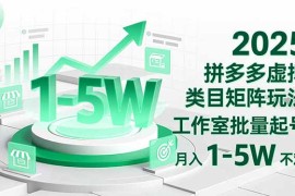 2025 拼多多虚拟类目矩阵玩法，工作室批量起号，月入 1-5W 不难