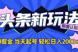 （15322期）今日头条最新掘金玩法，AI辅助，当天起号，第二天见收益，轻松日入2000 