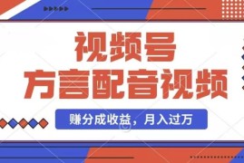 利用方言配音视频，赚视频号分成计划收益，操作简单，还有千粉号额外变现，每月多赚几千块钱【揭秘】