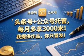 头条号 公众号托管，每月多拿3000米！我提供作品，你只管发！【揭秘】