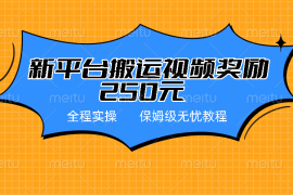 新平台简单搬运视频奖励250元，保姆级全程实操教程