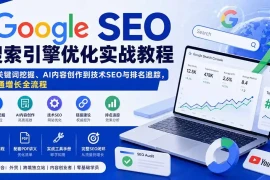Google SEO搜索引擎优化实战教程：从关键词挖掘、AI内容创作到技术SEO与排名追踪，跑通增长全流程