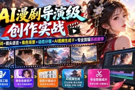 AI漫剧导演级创作实战：提示词 镜头语言 角色场景 动态分镜 AI视频生成 专业剪辑系统教学