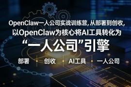 OpenClaw小龙虾 一人公司实战训练营，从部署到创收，将AI工具转化为“一人公司”引擎，低成本变现