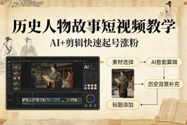 历史人物故事短视频教学，AI 剪辑制作历史人物题材短视频，快速起号涨粉