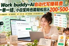 Work buddy AI自动代写賺稿费，一单一结，小白宝妈也能轻松日入200-500 