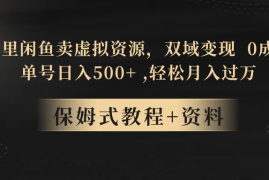 闲鱼卖虚拟资源，双域变现，0 成本，日入 500 ，轻松月入过万