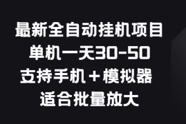 最新全自动挂机项目，单机一天30-50，支持手机＋模拟器，适合批量放大