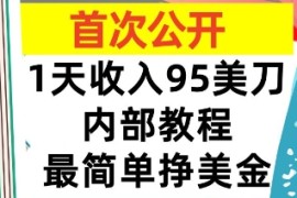 最简单挣美金项目，0门槛，1天收入95美刀，首次公开，全程(揭秘)