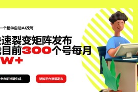 （14226期）利用一个插件自动AI改写，快速裂变矩阵发布，我目前300个号每月7W 