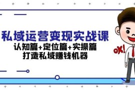 私域运营变现实战课：认知篇 定位篇 实操篇，打造私域赚钱机器