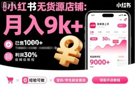 小红书无货源店铺项目，简单易上手，月入9k ，保姆级教程