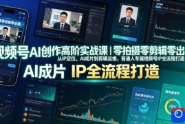 视频号AI创作高阶实战课｜零拍摄零剪辑零出镜，从IP定位、AI成片到剪辑运维，普通人专属视频号IP全流程打造