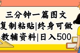 （12139期）三分钟一篇图文，复制粘贴，日入500 ，普通人终生可做的虚拟资料赛道