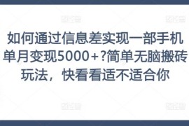 如何通过信息差实现一部手机单月变现5000 ?简单无脑搬砖玩法，快看看适不适合你【揭秘】