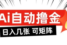 AI自动撸金，日入几张，全自动不占用时间，可矩阵批量放大操作【揭秘】