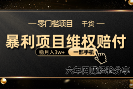 暴利项目线上维权赔付小白月入3w 一部手机改变思维不用剪辑写文案