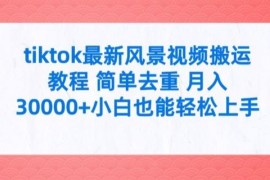 tiktok最新风景视频搬运教程 简单去重 月入3W 小白也能轻松上手【揭秘】